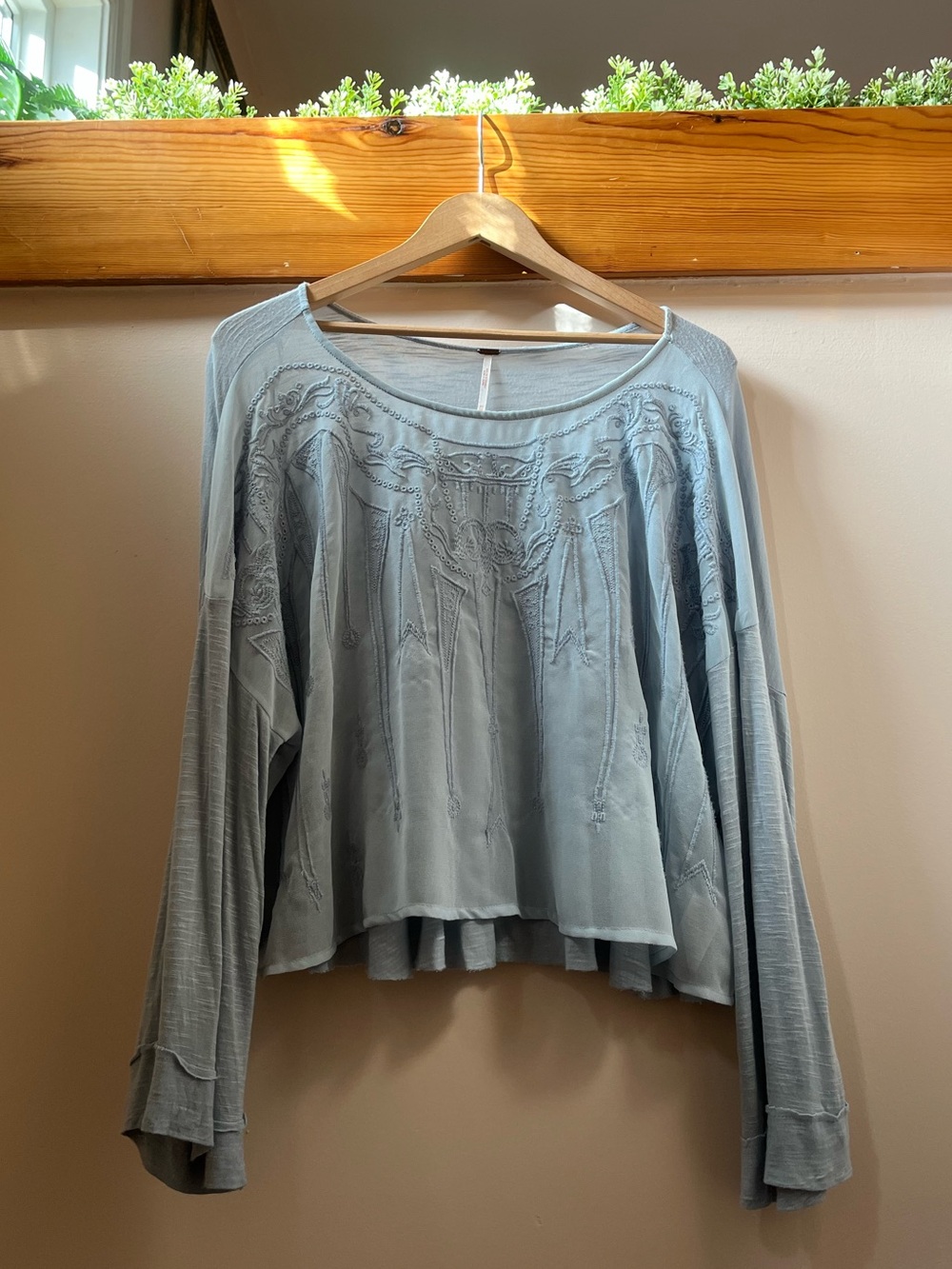 Free People Pandora's Embroidered Top in Blue